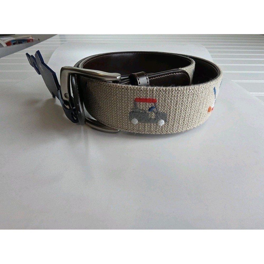 Penguin Needlepoint Golf Belt Size 30 Leather Preppy Penguin NWT